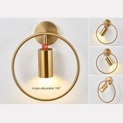 Minimalist gold adjustable angle wall light bedroom sconce