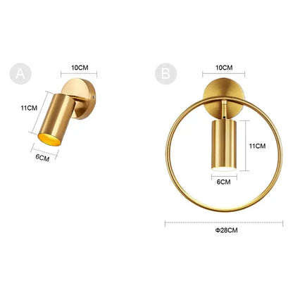 Minimalist gold adjustable angle wall light bedroom sconce