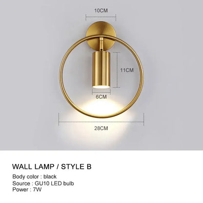 Minimalist gold adjustable angle wall light bedroom sconce