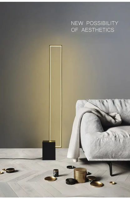 Minimalist gold and black geometric led floor lamp living room light
