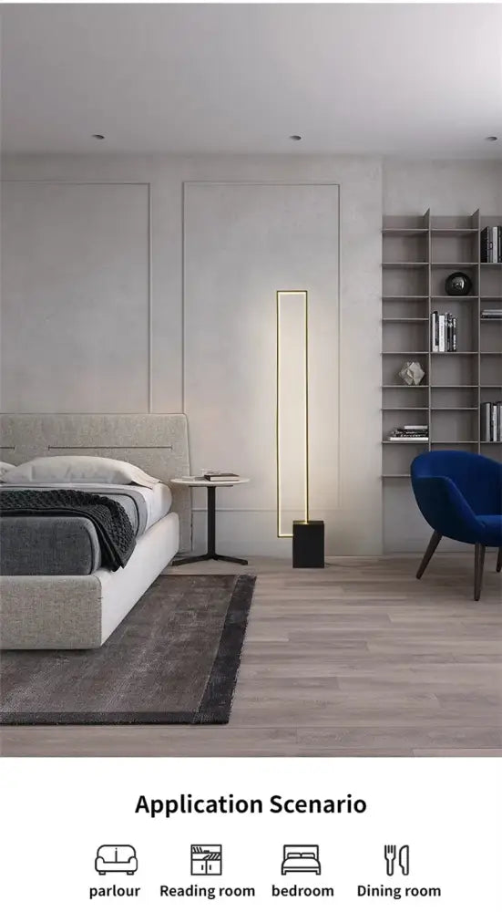 Minimalist gold and black geometric led floor lamp living room light