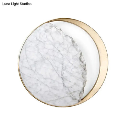 Minimalist gold and white moon wall lamp for living room
