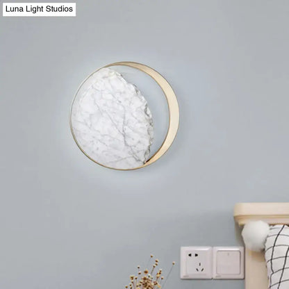 Minimalist gold and white moon wall lamp for living room