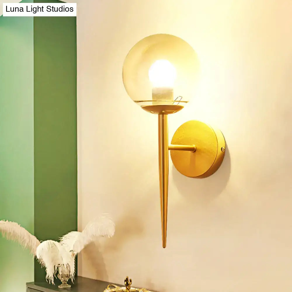 Minimalist gold & black clear glass wall sconce living room pencil arm
