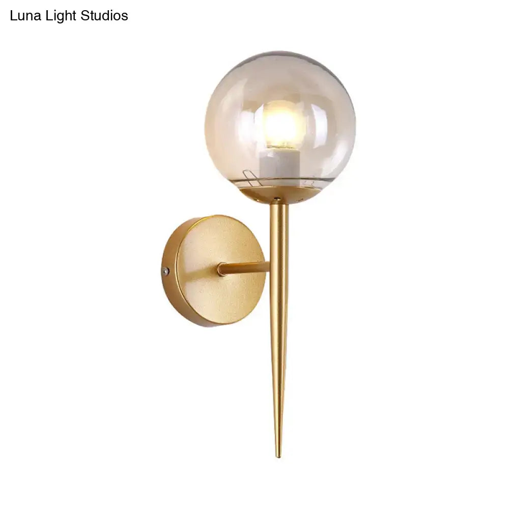 Minimalist gold & black clear glass wall sconce living room pencil arm