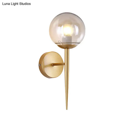 Minimalist gold & black clear glass wall sconce living room pencil arm