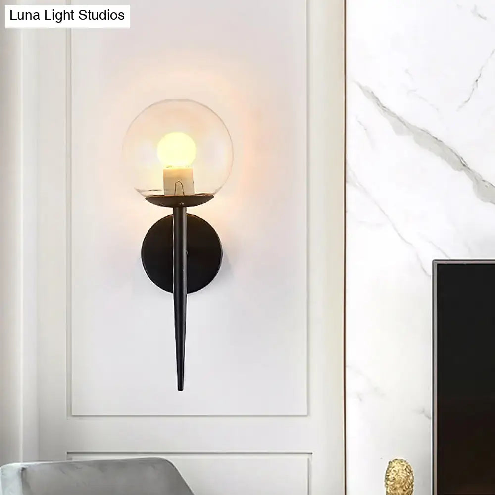 Minimalist gold & black clear glass wall sconce living room pencil arm