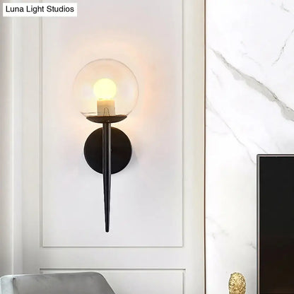 Minimalist gold & black clear glass wall sconce living room pencil arm