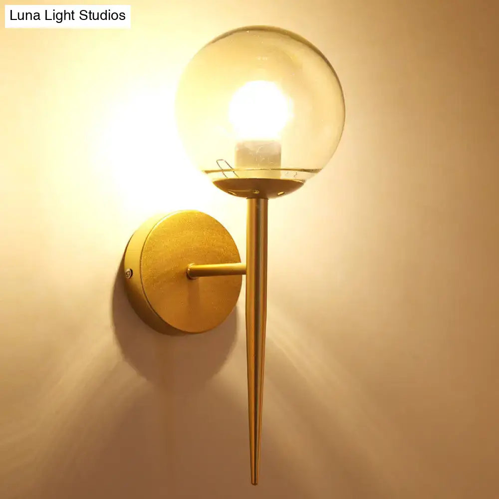 Minimalist gold & black clear glass wall sconce living room pencil arm