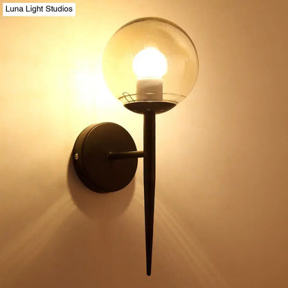 Minimalist gold & black clear glass wall sconce living room pencil arm