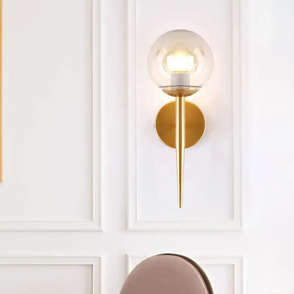 Minimalist gold & black clear glass wall sconce living room pencil arm