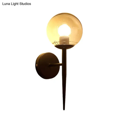 Minimalist gold & black clear glass wall sconce living room pencil arm