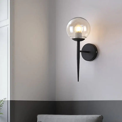 Minimalist gold & black clear glass wall sconce living room pencil arm