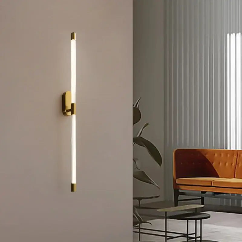 Minimalist gold & black acrylic line led wall lights bedroom