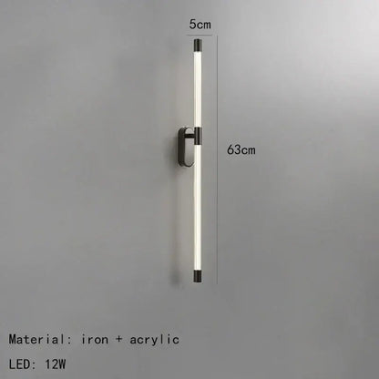 Minimalist gold & black acrylic line led wall lights bedroom