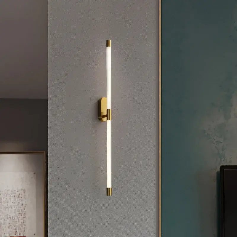 Minimalist gold & black acrylic line led wall lights bedroom
