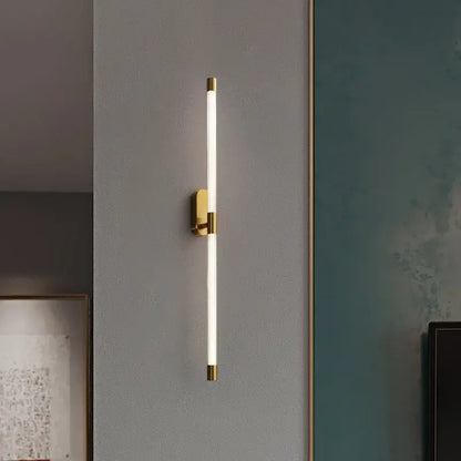 Minimalist gold & black acrylic line led wall lights bedroom