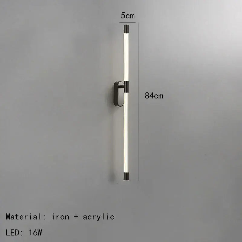 Minimalist gold & black acrylic line led wall lights bedroom