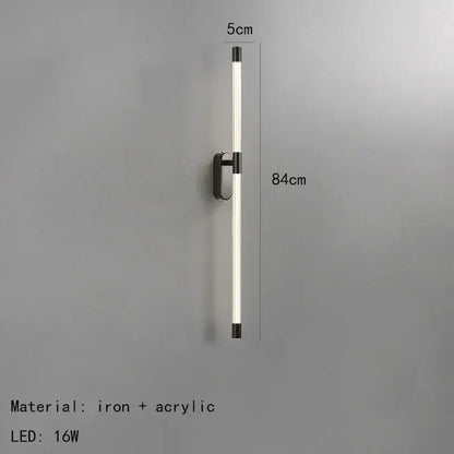 Minimalist gold & black acrylic line led wall lights bedroom