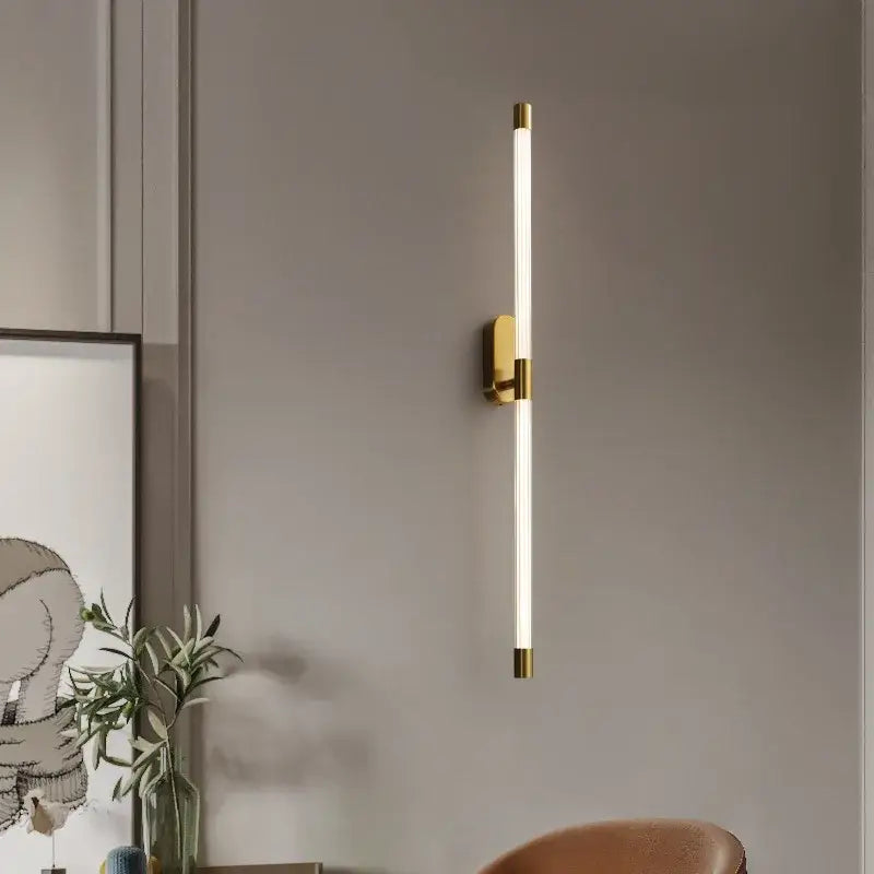 Minimalist gold & black acrylic line led wall lights bedroom