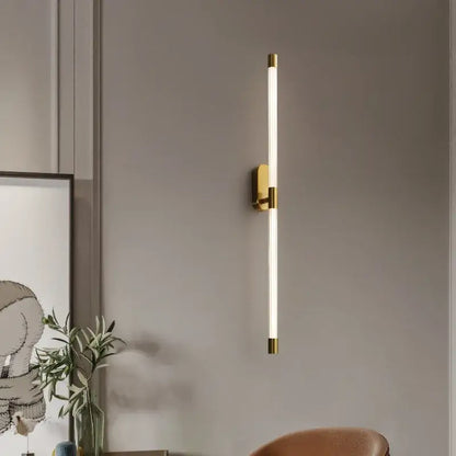 Minimalist gold & black acrylic line led wall lights bedroom
