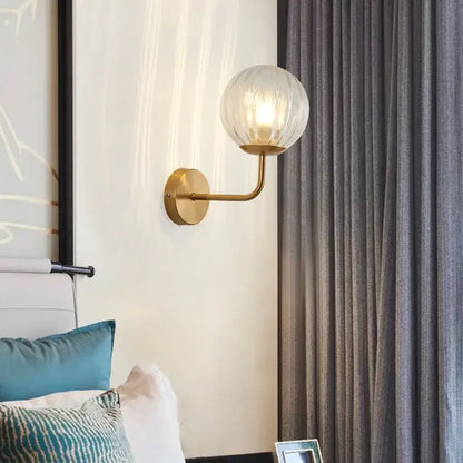 Minimalist gold & black glass ball led wall lamp bedroom light
