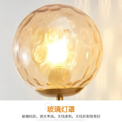 Minimalist gold & black glass ball led wall lamp bedroom light