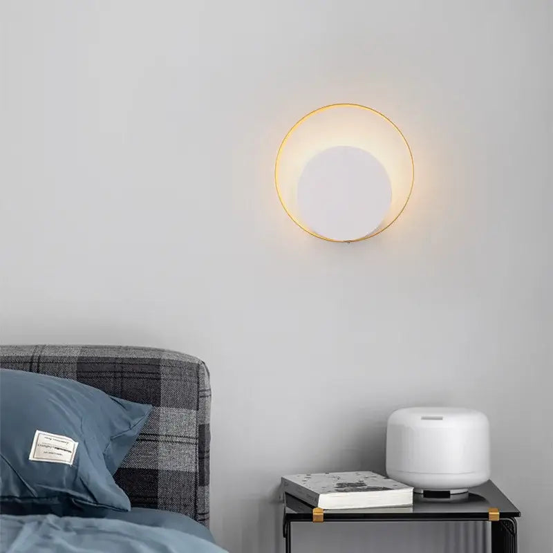 Minimalist gold & black led wall lamp for living room