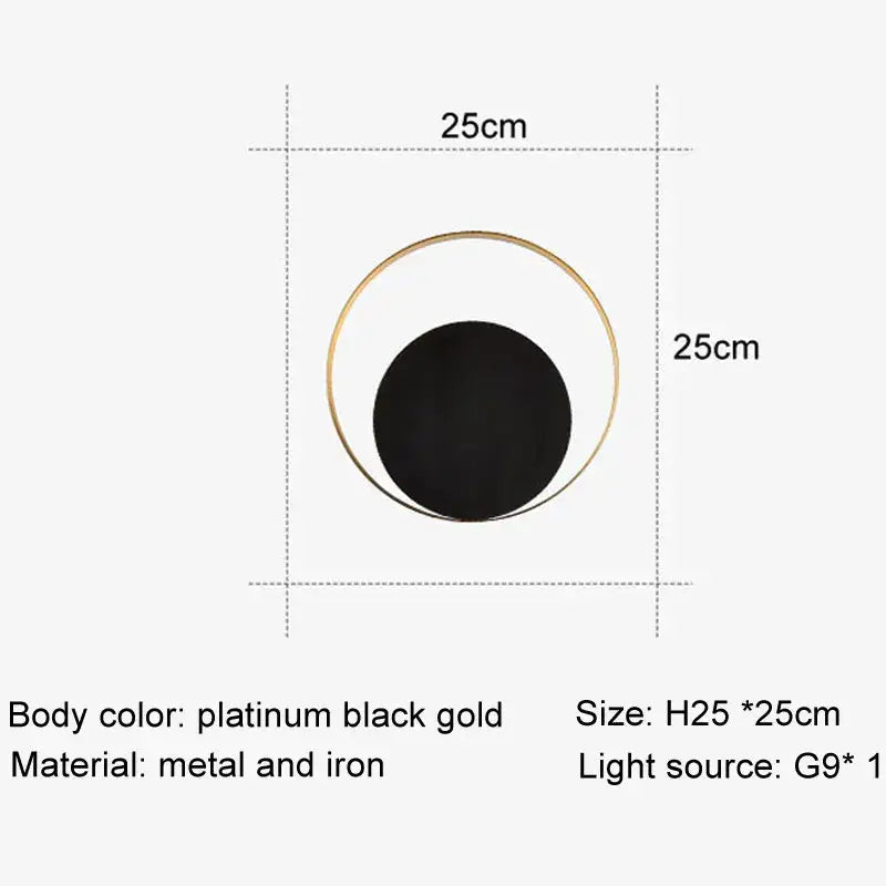 Minimalist gold & black led wall lamp for living room
