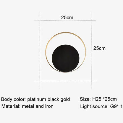 Minimalist gold & black led wall lamp for living room