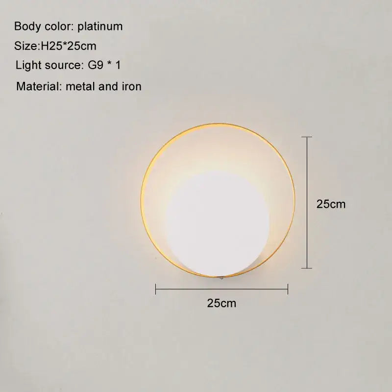 Minimalist gold & black led wall lamp for living room