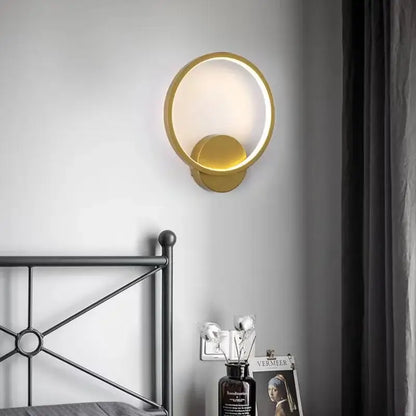 Minimalist gold circular led wall lights for bedroom living room