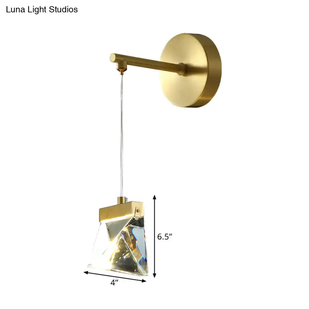 Minimalist gold clear crystal wall lamp bedroom 220v-240v light