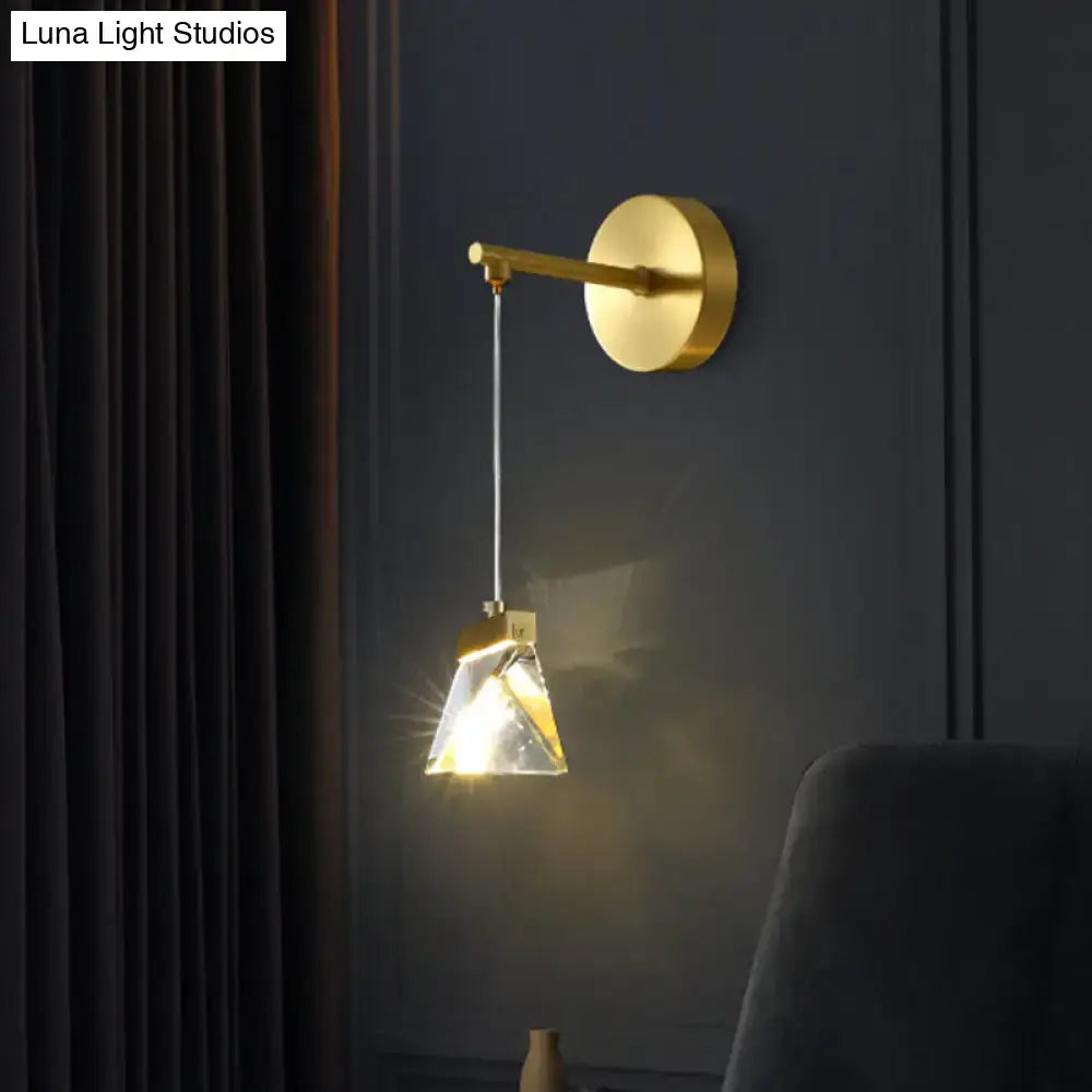 Minimalist gold clear crystal wall lamp bedroom 220v-240v light