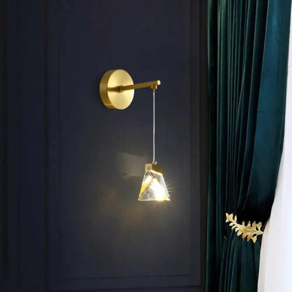Minimalist gold clear crystal wall lamp bedroom 220v-240v light