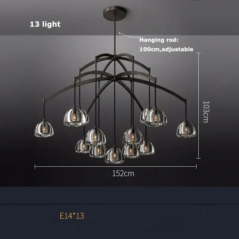 Minimalist gold crystal chandelier lighting for dining room
