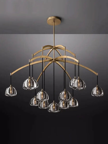 Minimalist gold crystal chandelier lighting for dining room