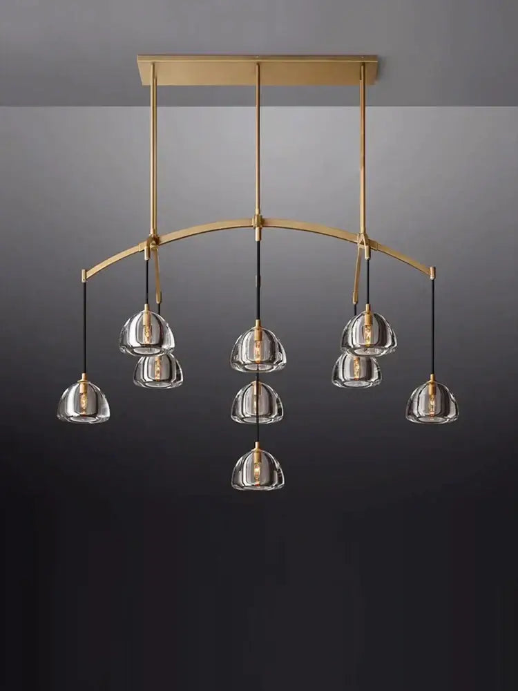Minimalist gold crystal chandelier lighting for dining room