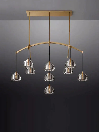 Minimalist gold crystal chandelier lighting for dining room