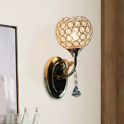Minimalist gold crystal globe wall sconce bedroom e26 e27 light