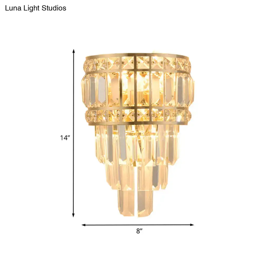 Minimalist gold crystal wall lamp 3-light living room fixture