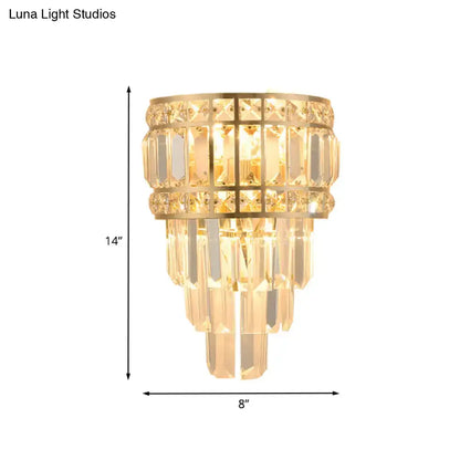 Minimalist gold crystal wall lamp 3-light living room fixture