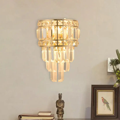 Minimalist gold crystal wall lamp 3-light living room fixture