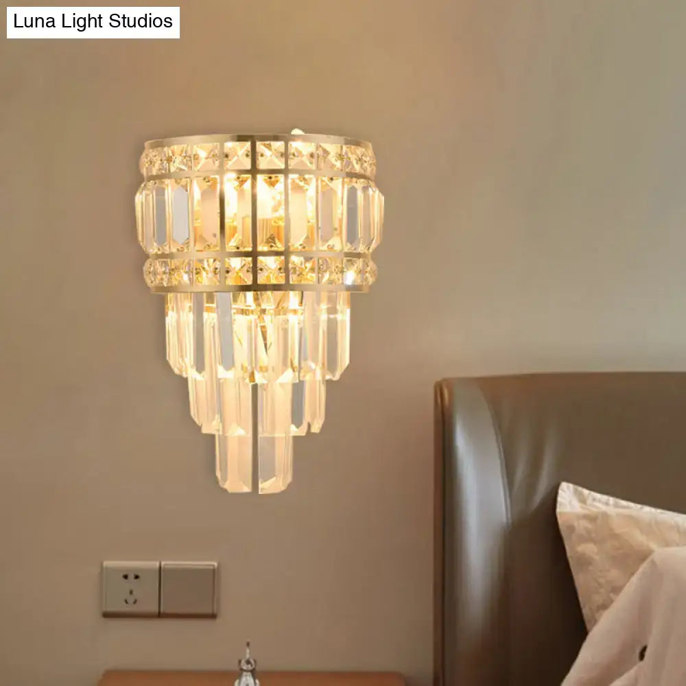 Minimalist gold crystal wall lamp 3-light living room fixture