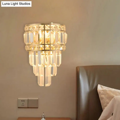Minimalist gold crystal wall lamp 3-light living room fixture