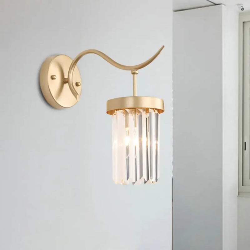 Minimalist gold crystal wall mount light bedroom sconce