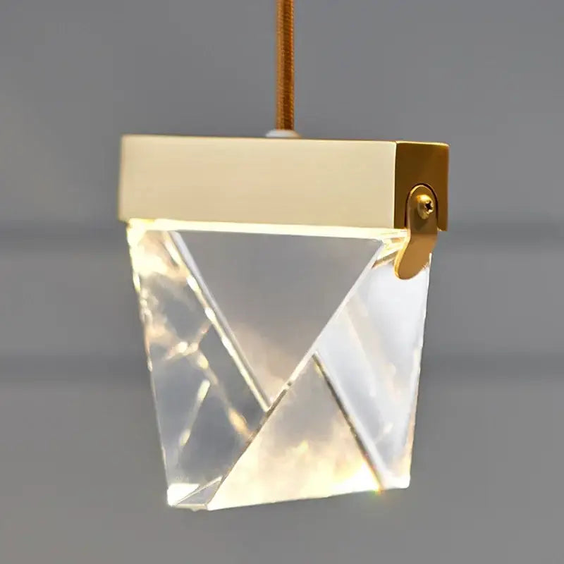Minimalist gold crystal chandelier dining room light