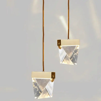 Minimalist gold crystal chandelier dining room light