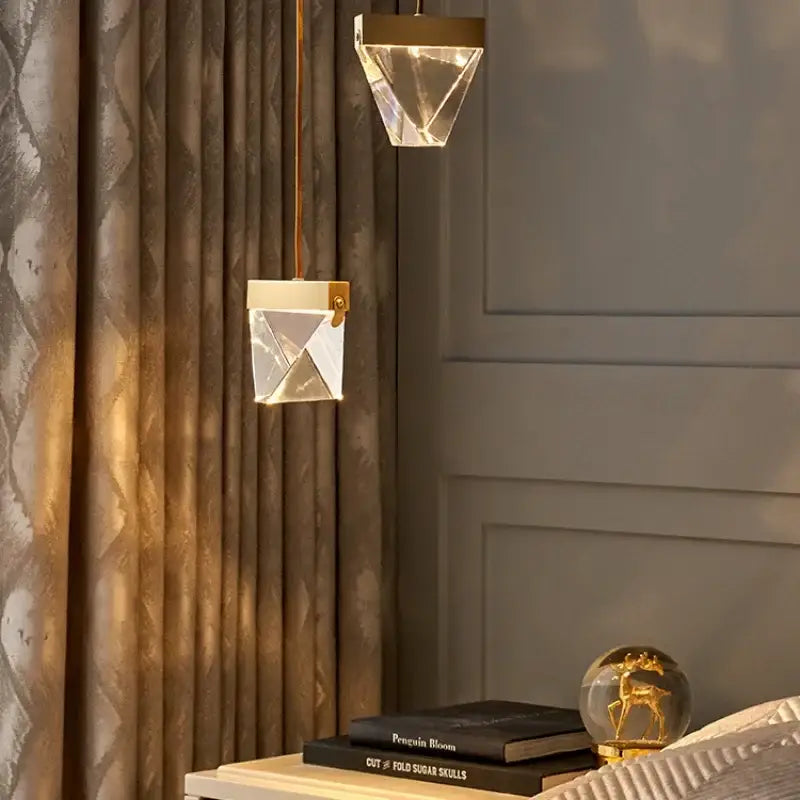 Minimalist gold crystal chandelier dining room light
