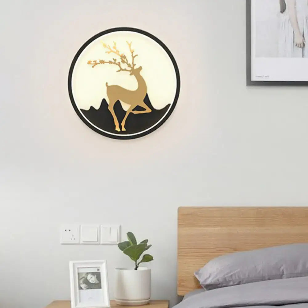 Minimalist gold deer ring led wall sconce bedroom 10 inch fixture
